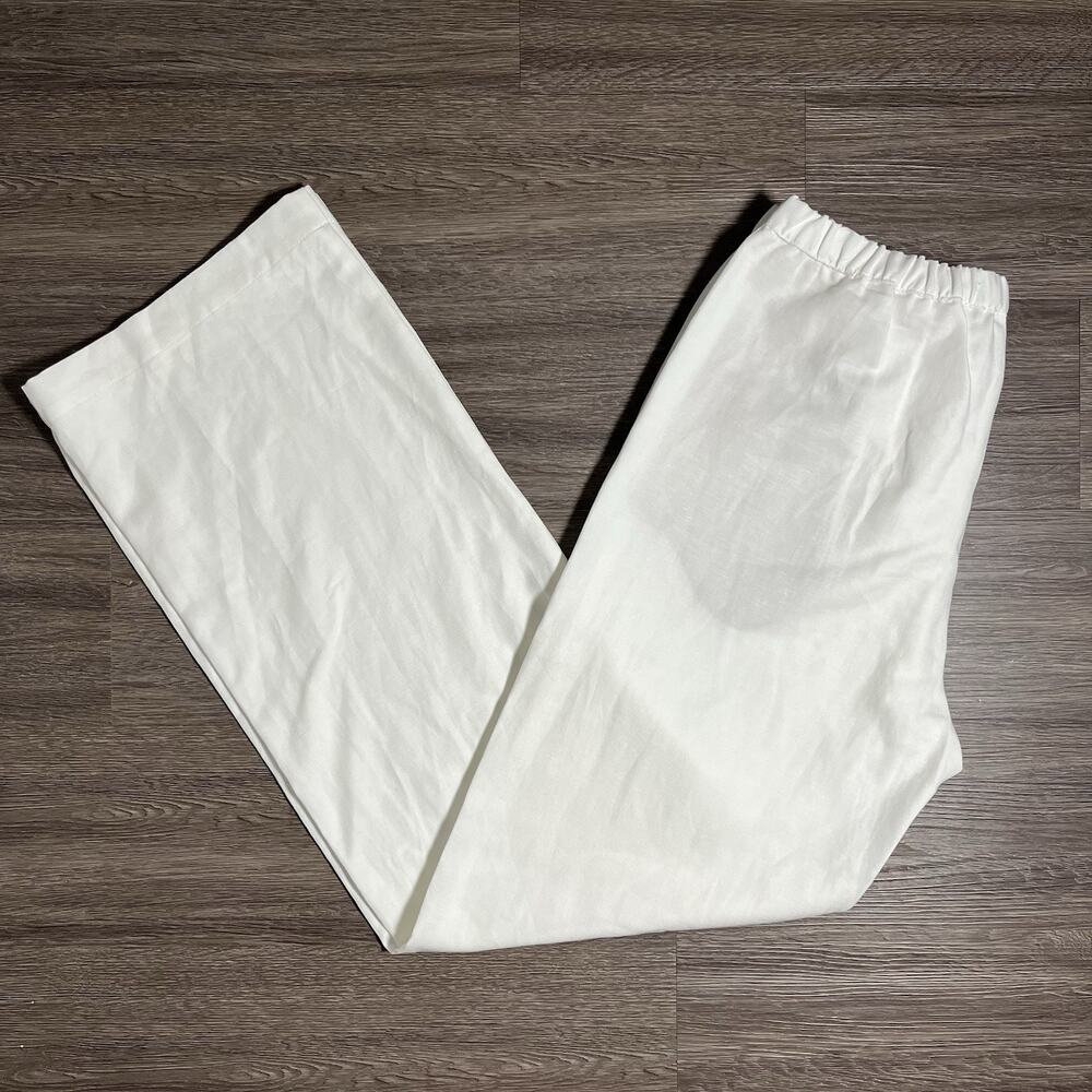 Enza Costa Twill Everywhere Pants Women's 2 M Off White Linen Tencel USA EUC